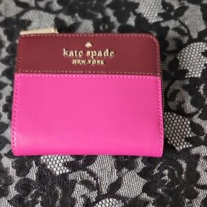 kate spade Two-Tone Hot Pink and Burgundy Zip Wallet